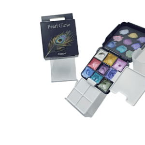 9 color Semi-dry Metallic Watercolor Plastic Box Travel Set
