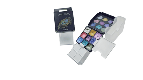 9 color Semi-dry Metallic Watercolor Plastic Box Travel Set