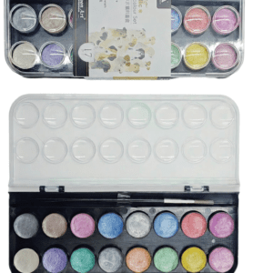 Color Semi-Dry Metallic Watercolor Plastic Box Set