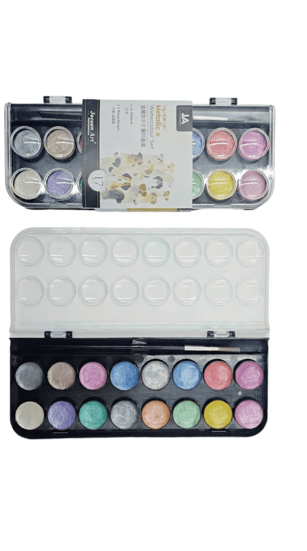 Color Semi-Dry Metallic Watercolor Plastic Box Set