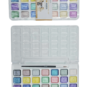Color Semi-Dry Metallic Watercolor Plastic Box Set