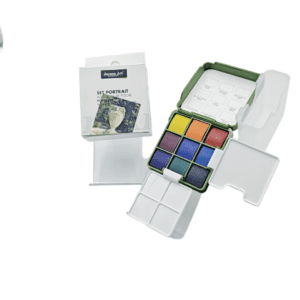 9 color Solid Watercolor Plastic Case Travel Set